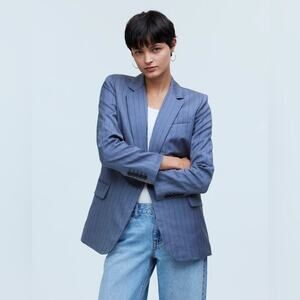 MADEWELL | Single-Breasted Blazer in Yarn-Dyed Pinstripe EUC | Size 12